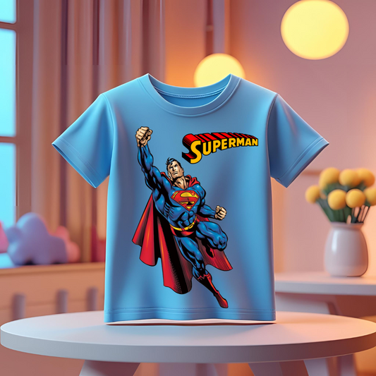 SUPER MAN FLYING Boy's Crew Neck T-Shirt