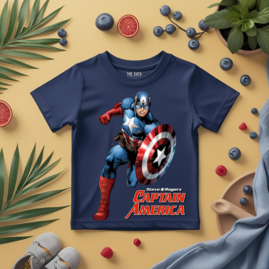 CAPTAIN AMERICA RUNNING Boy's Crew Neck T-Shirt